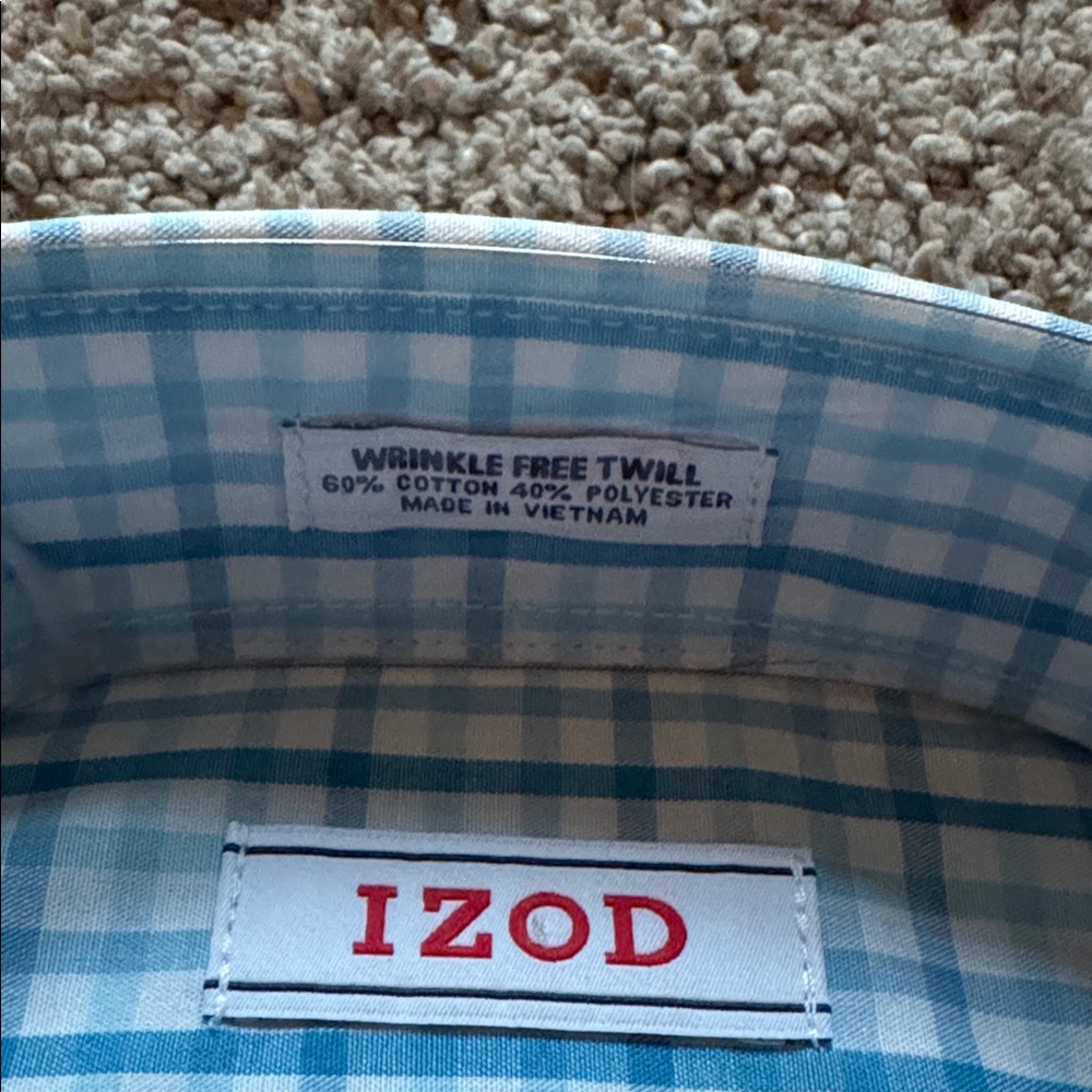 Izod Mens Regular Fit Long Sleeve Button Down White & Blue New With Tags - Picture 3 of 5
